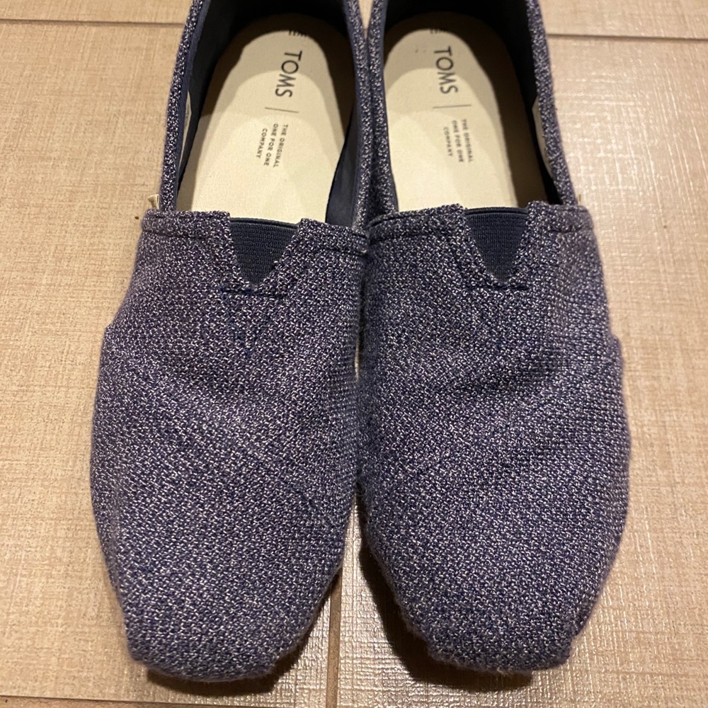 TOMS Slip On Shoes Alpargata Blue Speckled Solid Back ~ Size 11 Womens